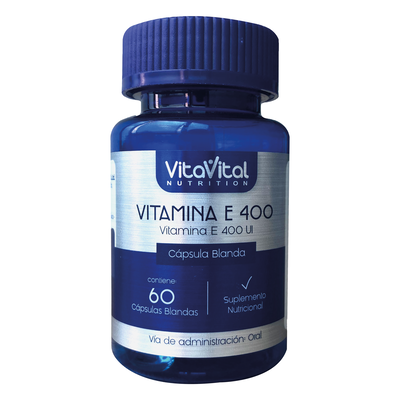 Vitamina E 400 Mg VitaVital C&aacute;psulas Blandas - Frasco 60 UN